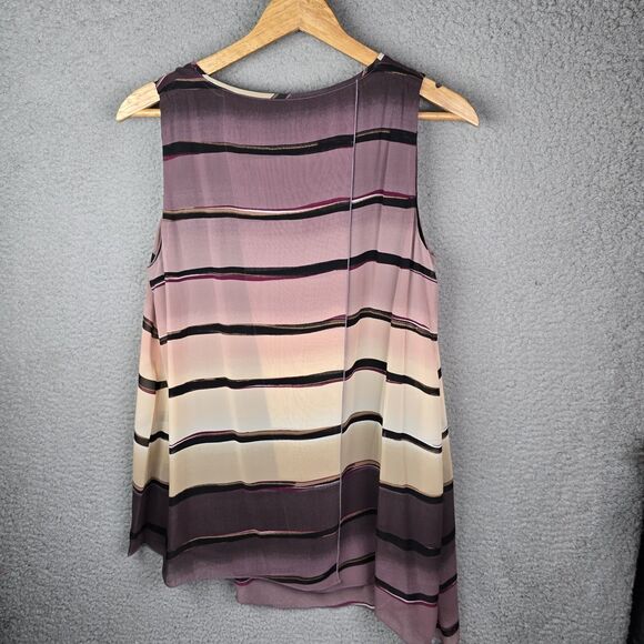 Lane Bryant Womens Top Blouse 14W Plus Ombre Stripe Overlap Split Back Flowy - Picture 9 of 12